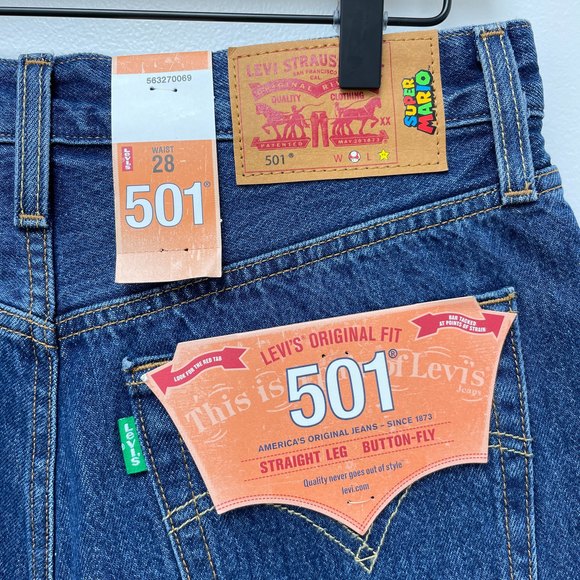 NWT Limited Edition Super Mario Levi's 501 High Rise Button Fly Cutoff Shorts - Picture 5 of 9